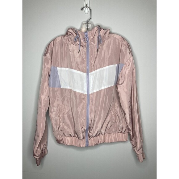New Look SUPREME Jacket Blush Pink Windbreaker Lilac White Stripe Medium - Picture 2 of 6